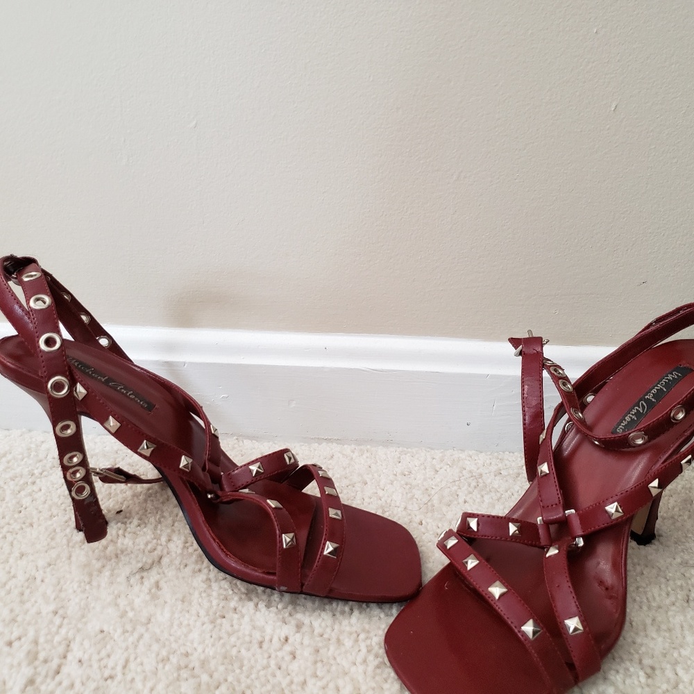 Strappy Studded Red Sandals